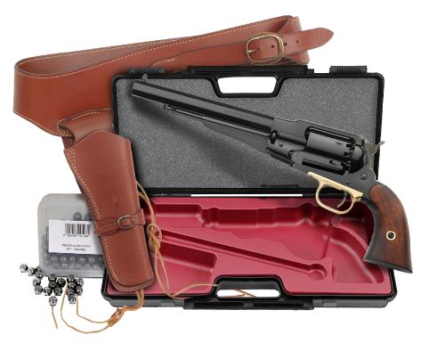 PACK PIETTA 1858 Remington acier cal 44 + buscadero + plombs + valise
