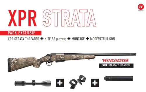 Pack Winchester XPR Strata 243win + lunette 2-12x50 kite B6 + silencieux Iridium ir30 + frein de Bouche Winchester