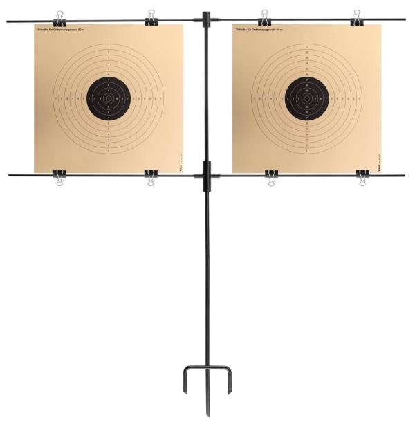 Porte-cible carré avec piège à plombs + 100 cibles en papier 14 cm